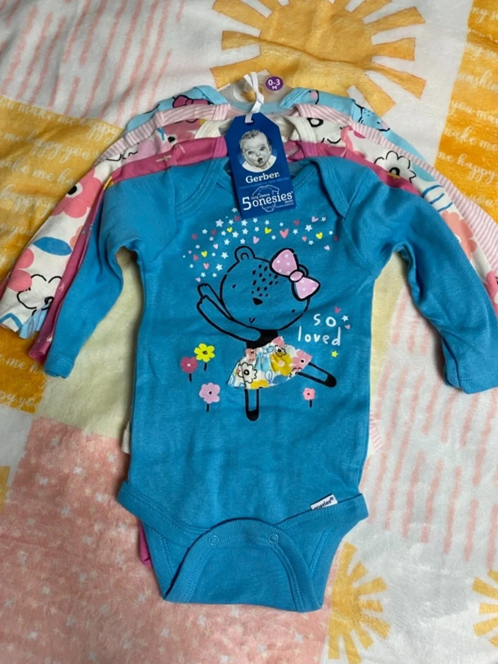 Gerber Baby Girl 5-Pack Long Sleeve Onesies bodysuits, 0-3mths - Picture 11 of 13